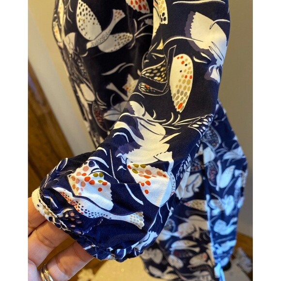 Old Navy Tunic Top or Mini Dress Size Large Navy w/White Birds Zipper Back Comfy - Picture 3 of 11